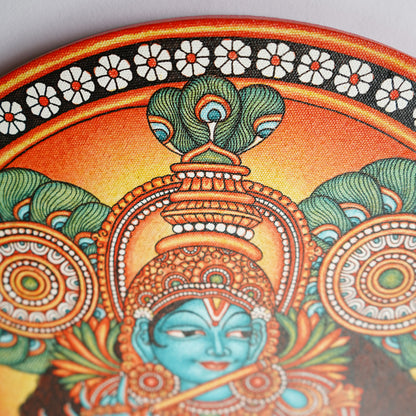 Kerala Mural Masterpiece: Lord Krishna (Dia - 16 inches)