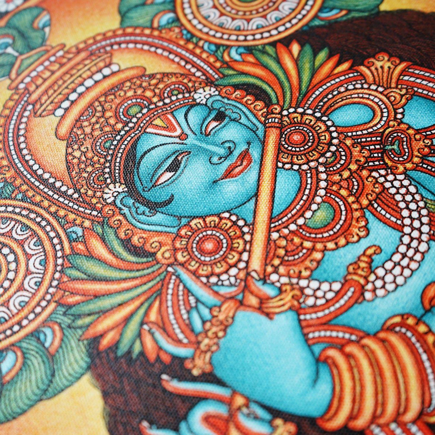 Kerala Mural Masterpiece: Lord Krishna (Dia - 16 inches)