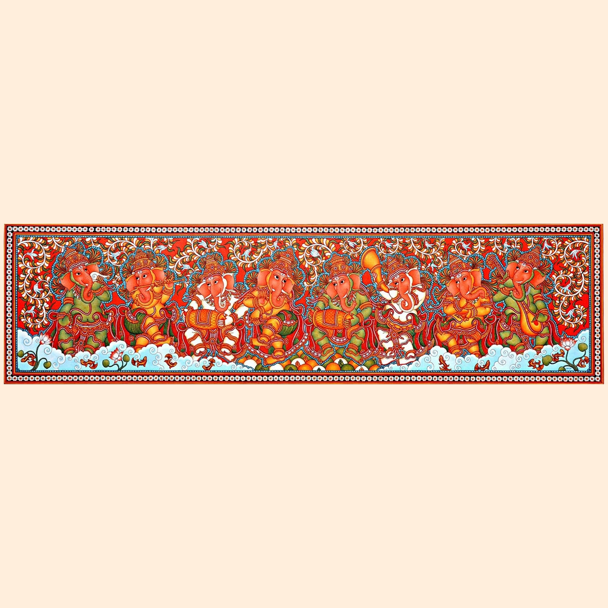 Kerala Mural Art Painting Ashtaganapati - Made to Order - Culturati