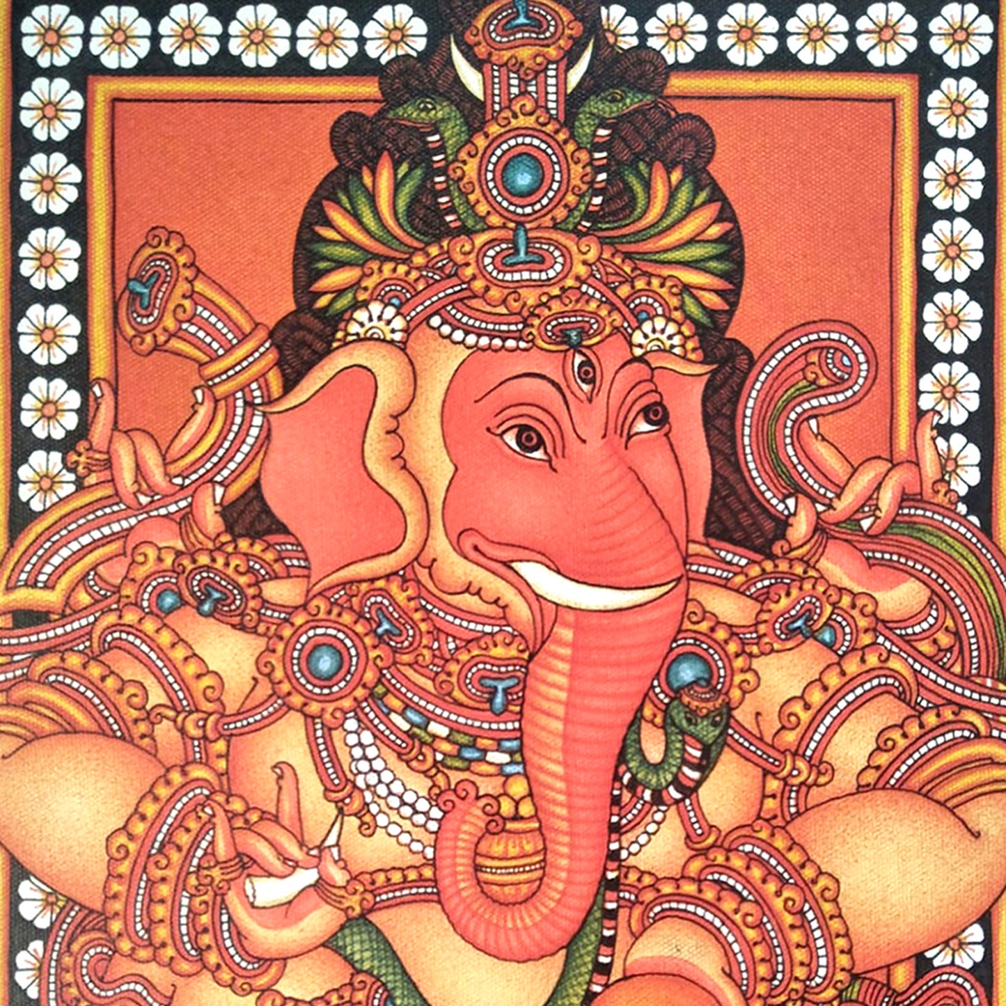 Kerala Mural Painting of Aishwarya Ganapati, depicting prosperity and elegance