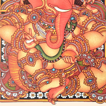 Kerala Mural Painting of Aishwarya Ganapati, depicting prosperity and elegance