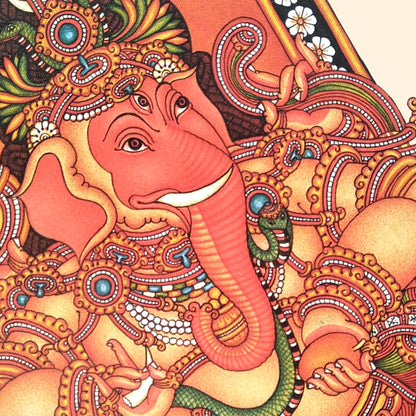 Kerala Mural Painting of Aishwarya Ganapati, depicting prosperity and elegance