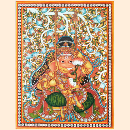 Kerala Mural Painting of Unni Ganapati, enchanting and mythological