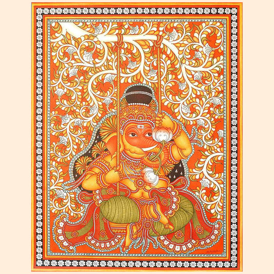 Artistic Kerala Mural Painting of Unni Ganesha, a fusion of tradition and beauty