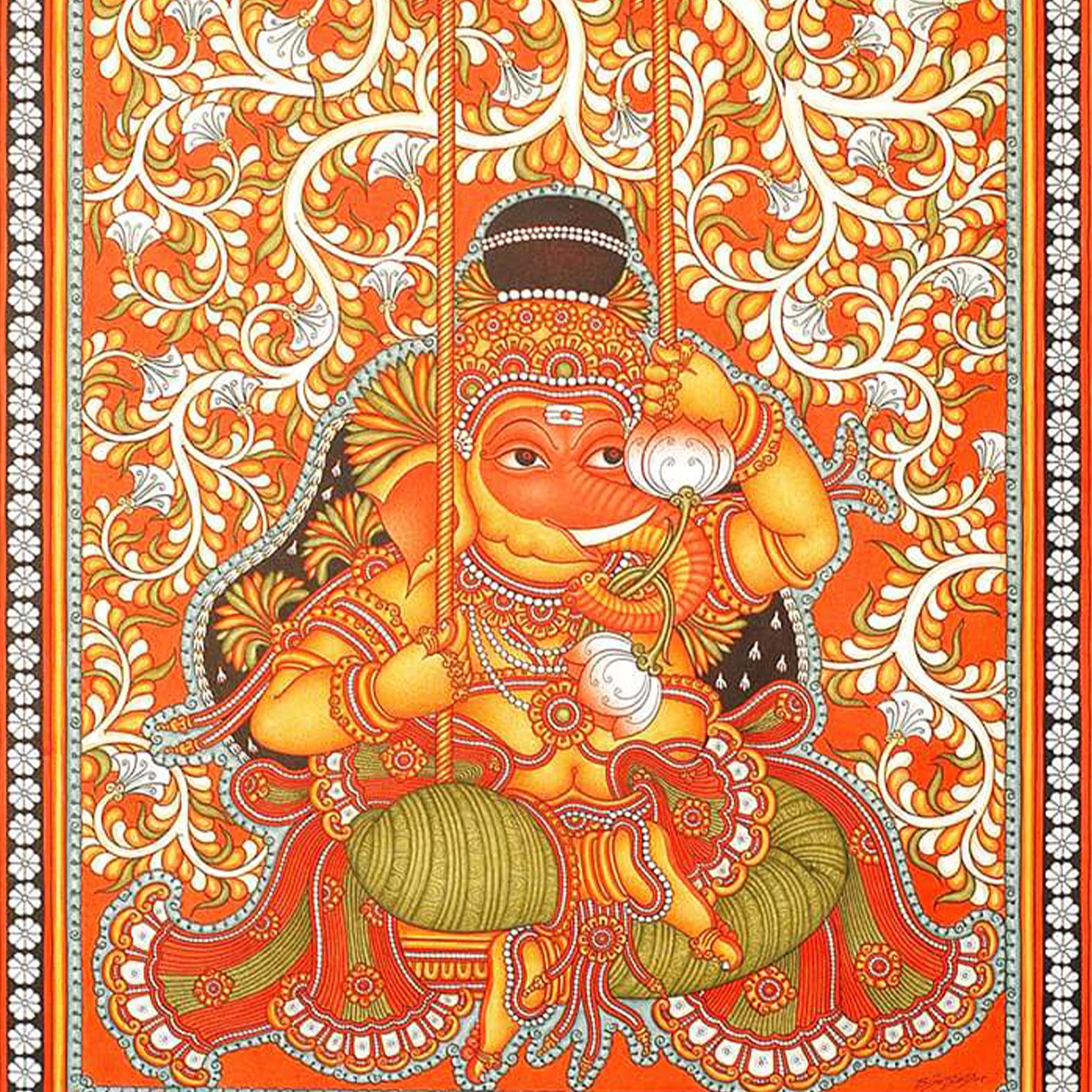 Artistic Kerala Mural Painting of Unni Ganesha, a fusion of tradition and beauty