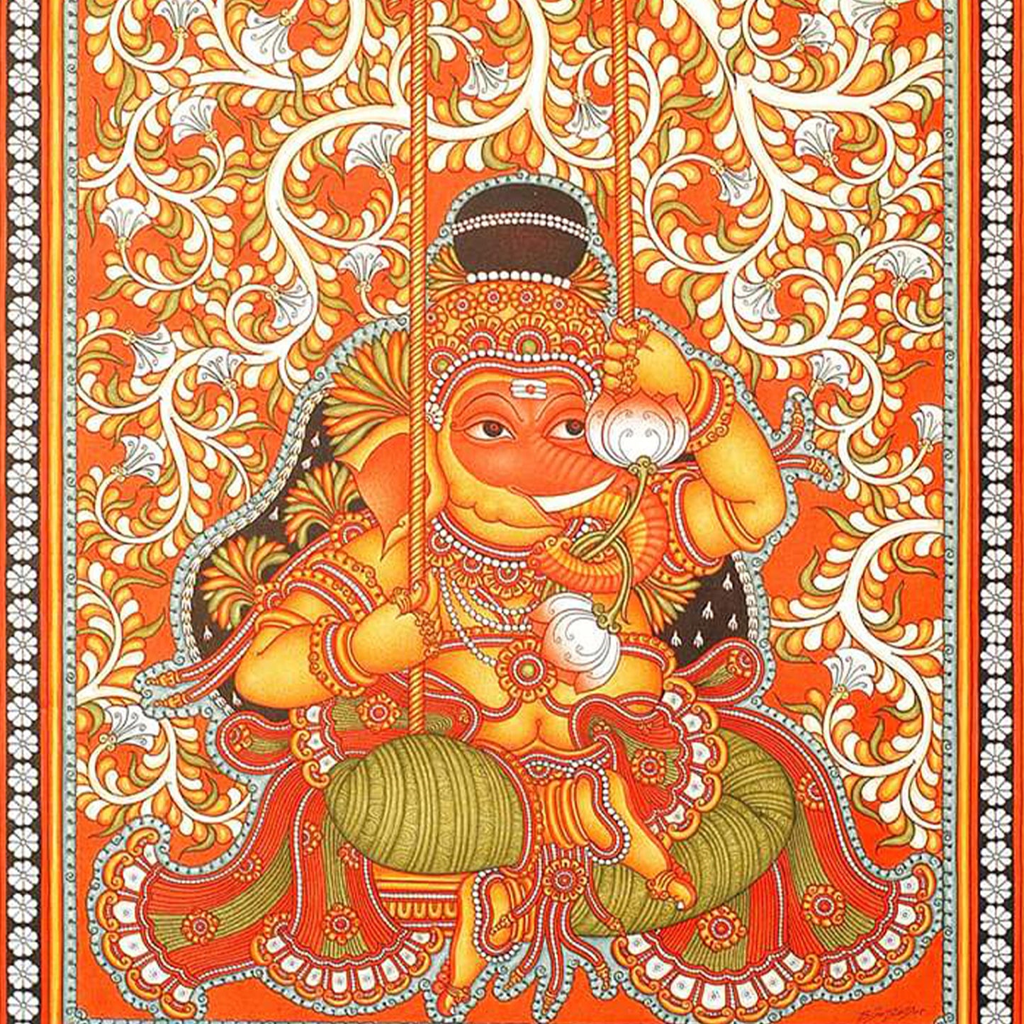 Artistic Kerala Mural Painting of Unni Ganesha, a fusion of tradition and beauty