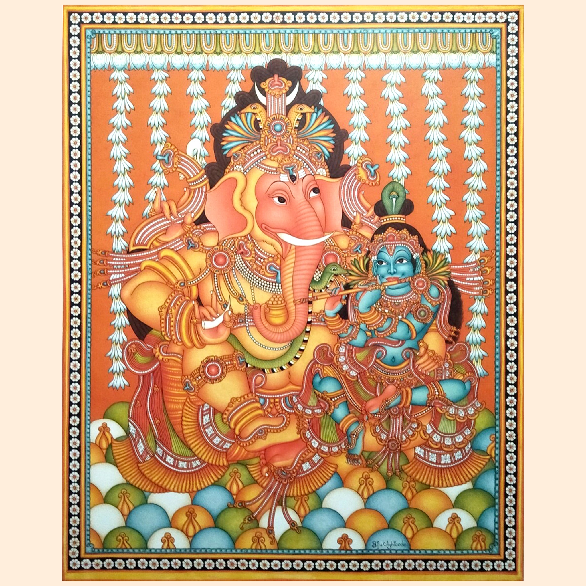 Kerala Mural Painting showcasing Malliyoor Maha Ganapati, symbolizing cultural grandeur