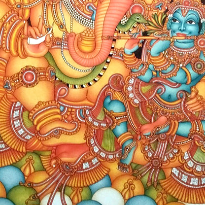 Kerala Mural Painting showcasing Malliyoor Maha Ganapati, symbolizing cultural grandeur