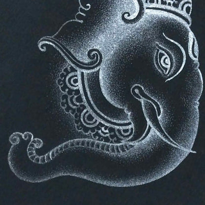 Shimmering Kerala Mural Painting of Silver Ganesha, artistic and spiritual