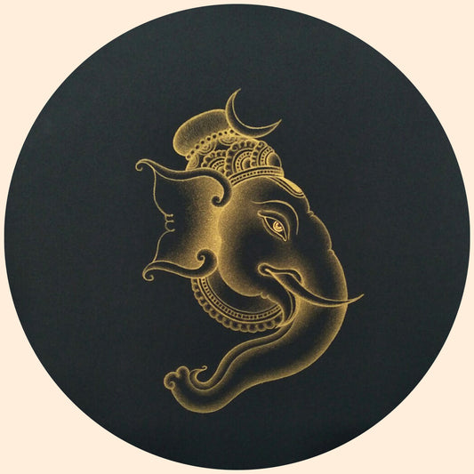 Kerala Mural Painting Golden Ganesha - Made to Order