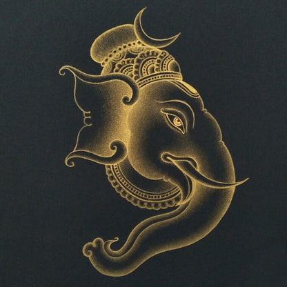 Kerala Mural Painting Golden Ganesha - Made to Order