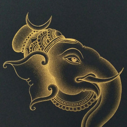 Kerala Mural Painting Golden Ganesha - Made to Order