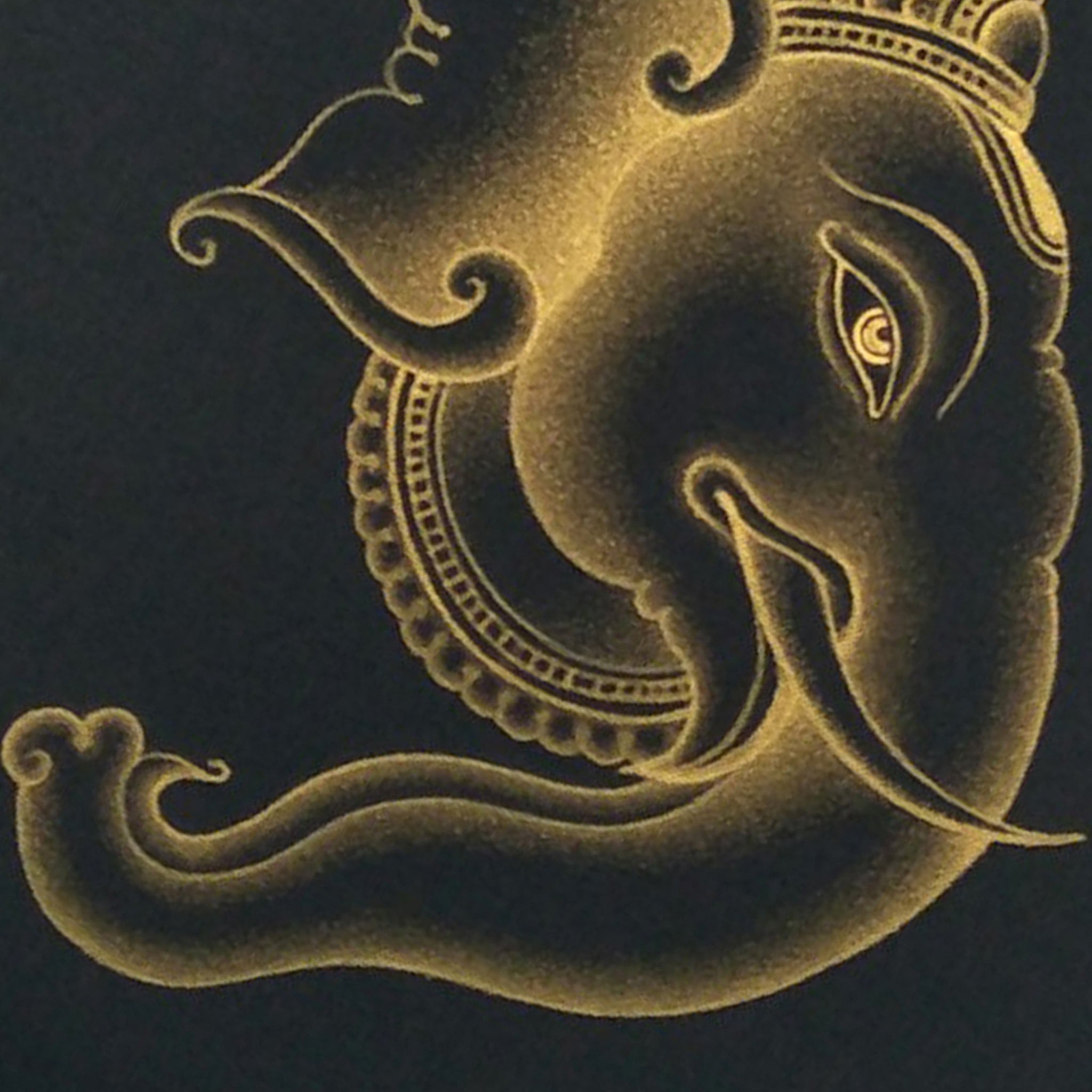 Kerala Mural Art Painting Golden Ganesha - Made to Order