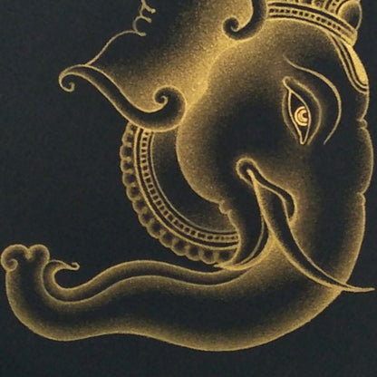 Kerala Mural Painting Golden Ganesha - Made to Order