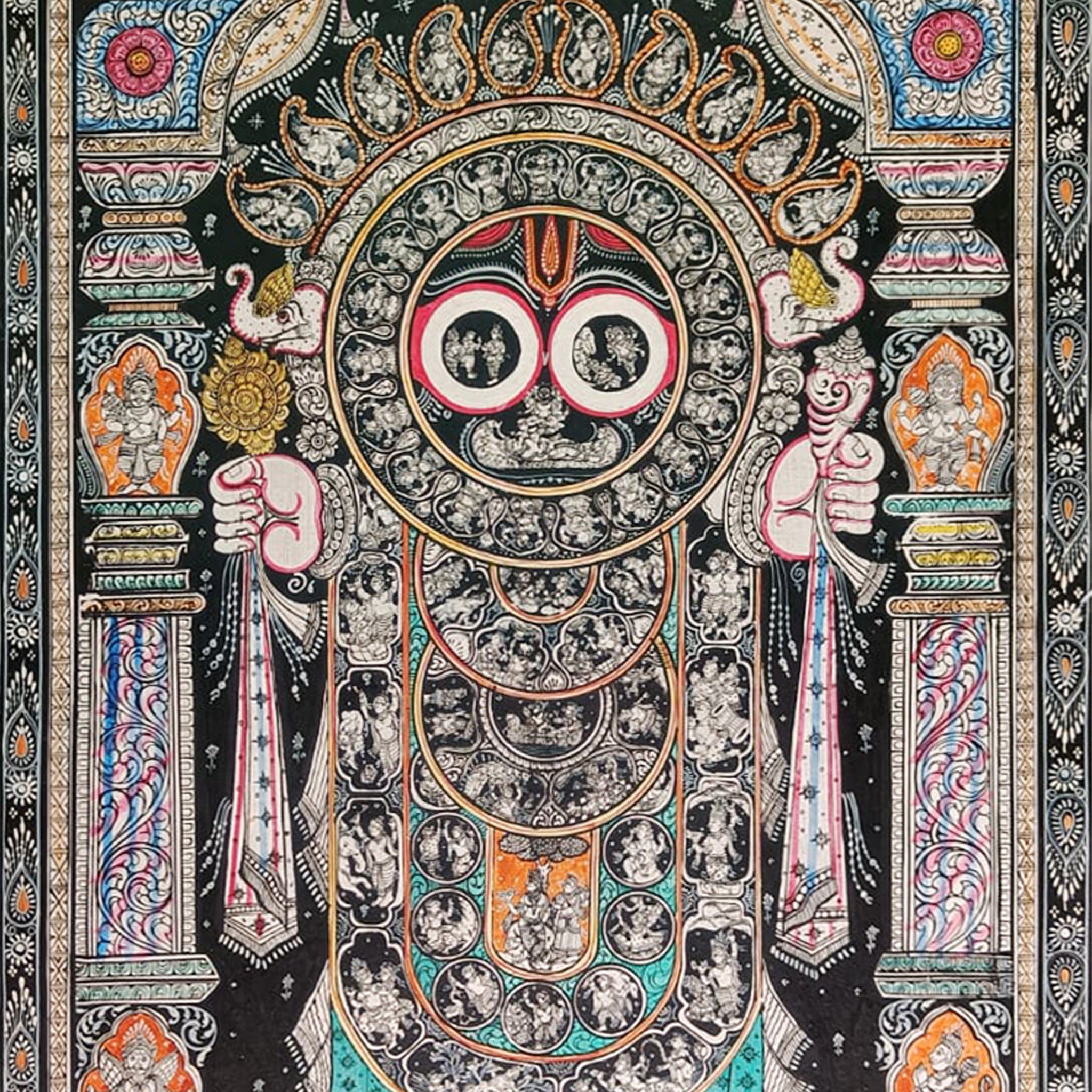 Pattachitra: Jagannath Infused with Krishna Legends and Dashavatar -Made to Order