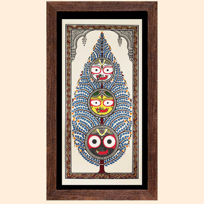 Handpainted Pattachitra Tree of Life - Jagannath - Blue