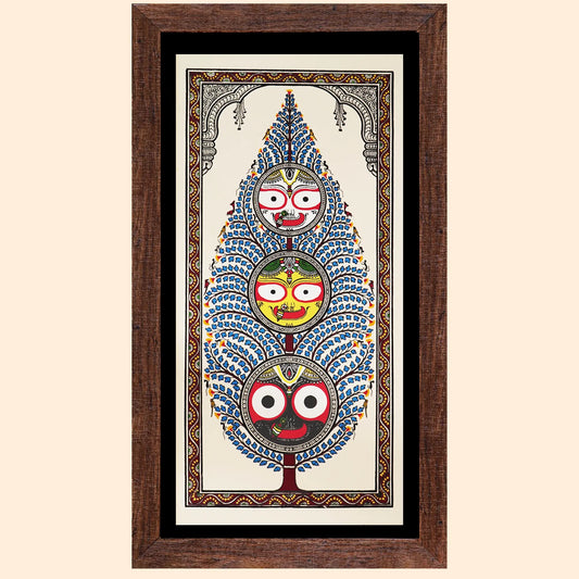 Handpainted Pattachitra Tree of Life - Jagannath - Blue