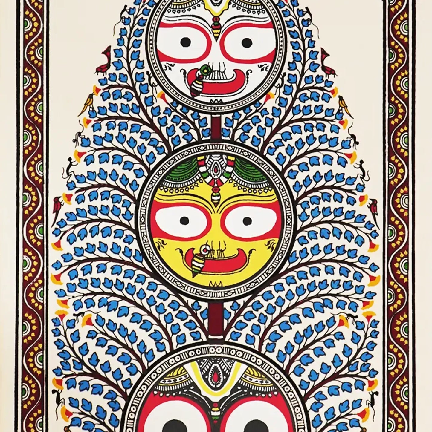 Handpainted Pattachitra Tree of Life - Jagannath - Blue