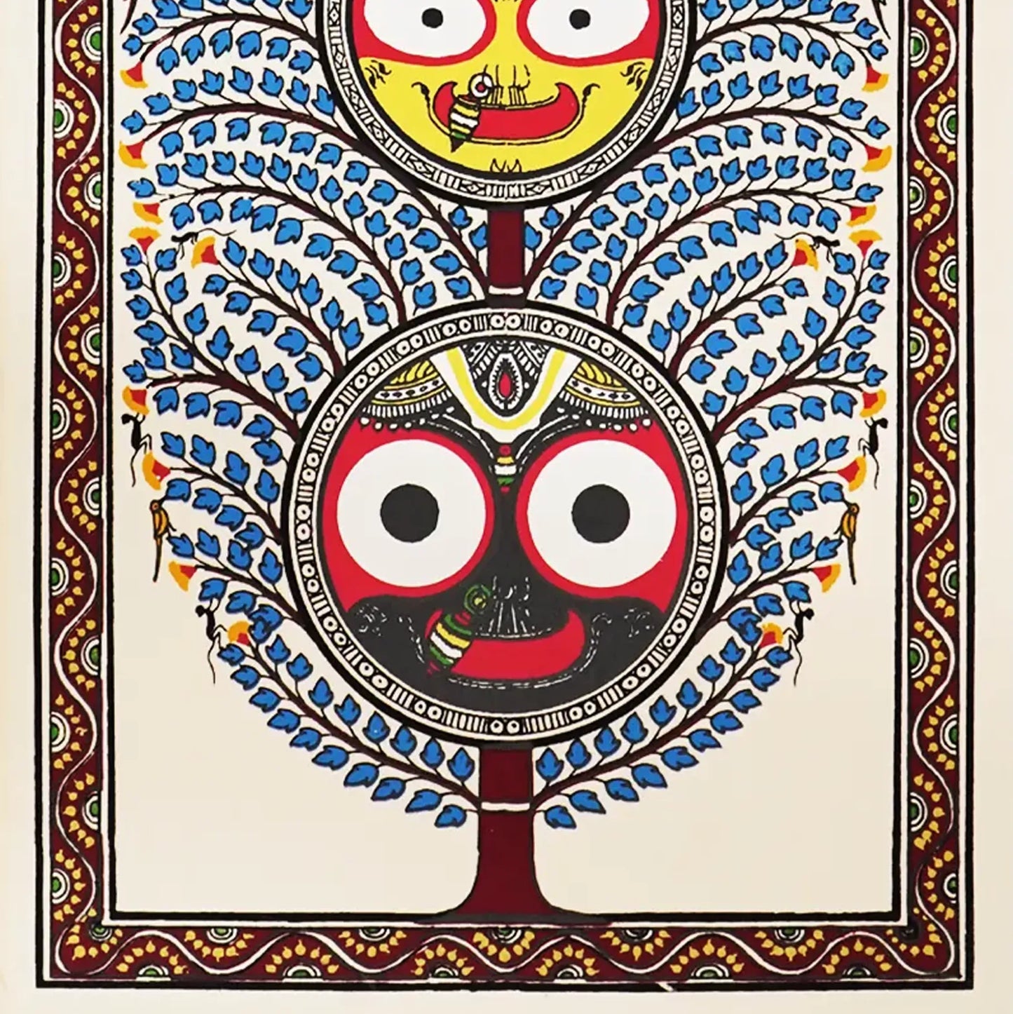 Handpainted Pattachitra Tree of Life - Jagannath - Blue