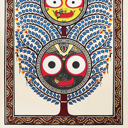 Handpainted Pattachitra Tree of Life - Jagannath - Blue