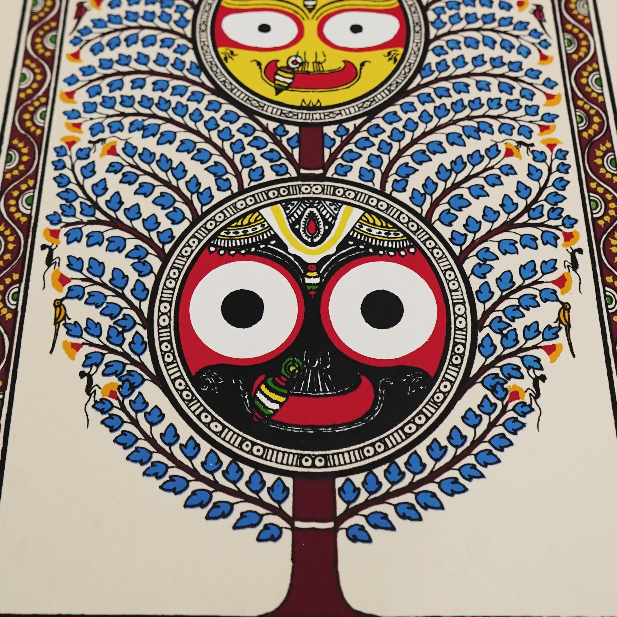 Handpainted Pattachitra Tree of Life - Jagannath - Blue