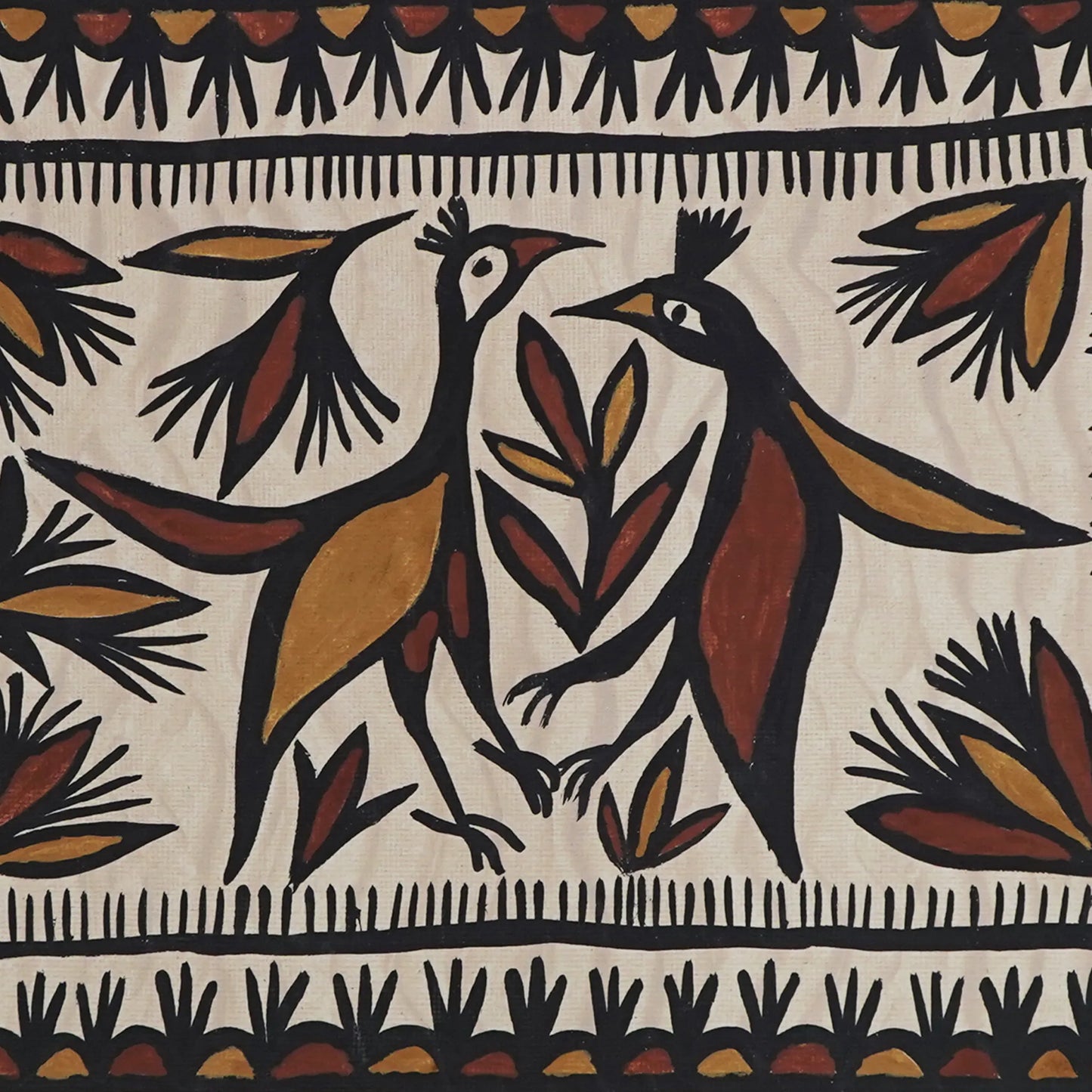 Sohrai Tribal Art Birds Brown and Black