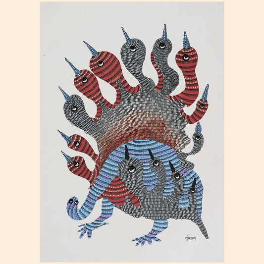 Multiple Heads Gond Artwork