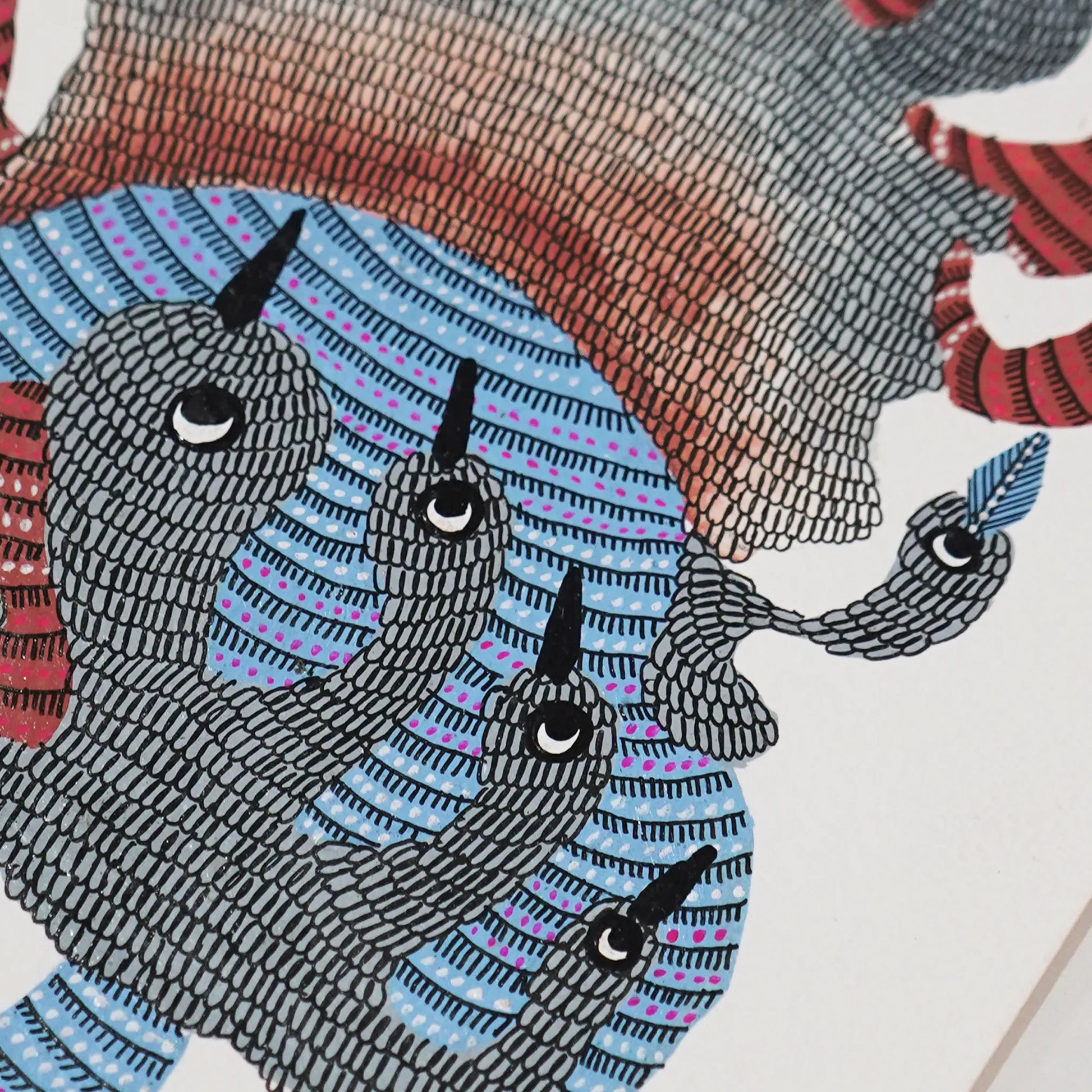 Multiple Heads Gond Artwork