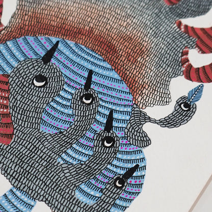 Multiple Heads Gond Artwork