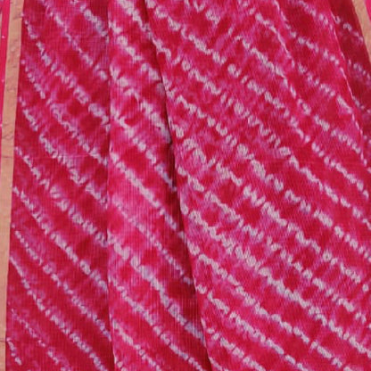 Kota Doria - Shibori Saree-Pink