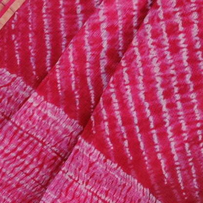 Kota Doria - Shibori Saree-Pink