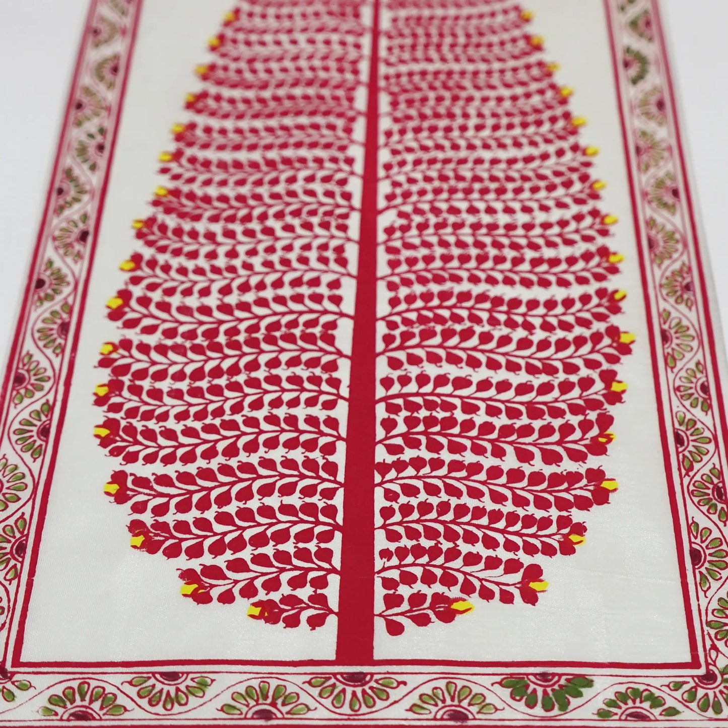 Handcrafted Pattachitra Red Tree Artwork Cultural Decor with Intricate Patterns