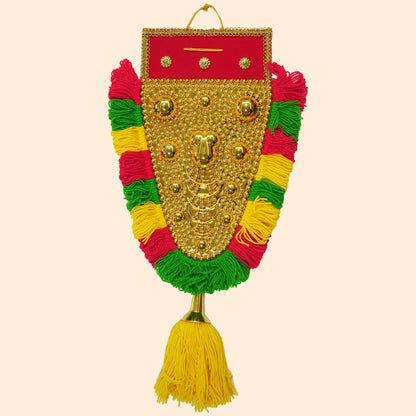 Traditional Kerala Pooram Nettipattam - Red, Yellow & Green