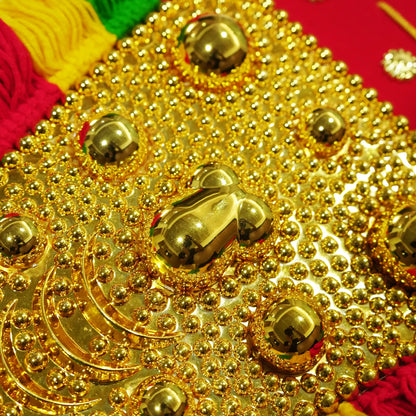 Traditional Kerala Pooram Nettipattam - Red, Yellow & Green