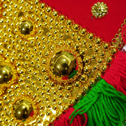 Traditional Kerala Pooram Nettipattam - Red, Yellow & Green