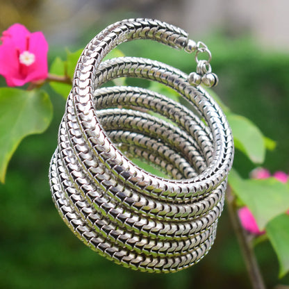 Unique Spring Bangle German Silver with Gungroo Bells