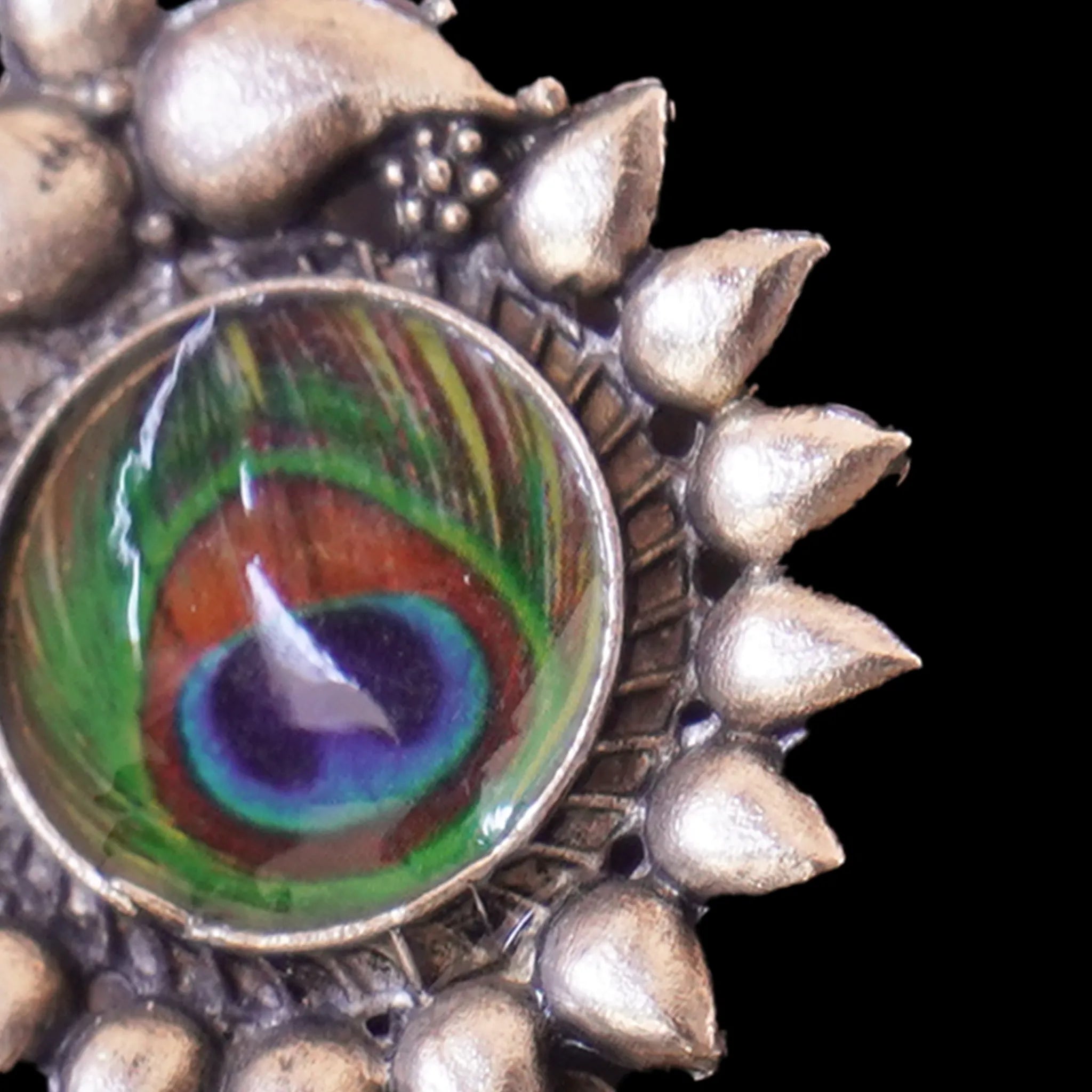 German Silver Peacock Jhumka