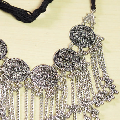 German Silver Coin Necklace with Danglers