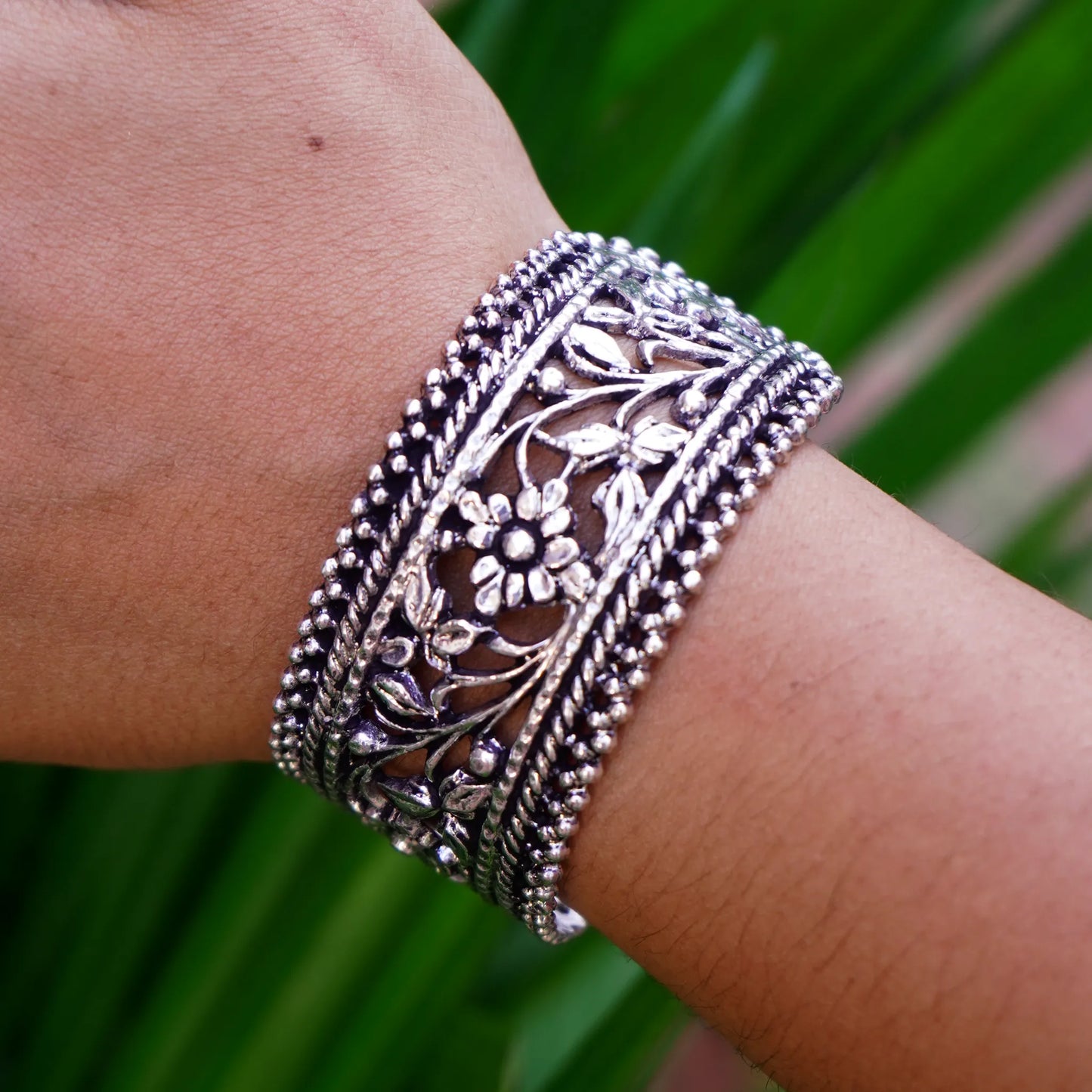 German Silver Petal Grace Adjustable Bracelet