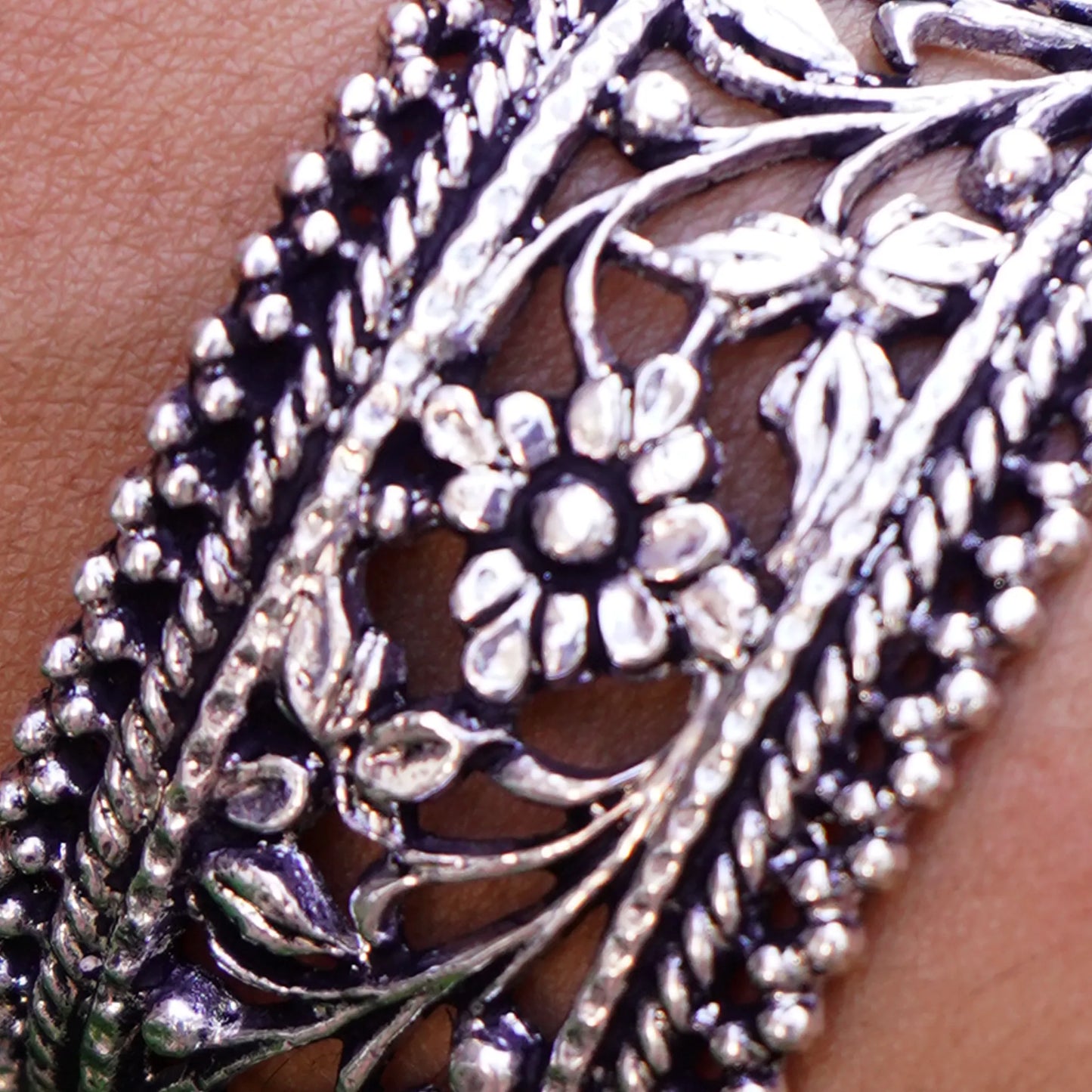 German Silver Petal Grace Adjustable Bracelet