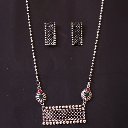 German Silver Lined Neckpiece and Earrings