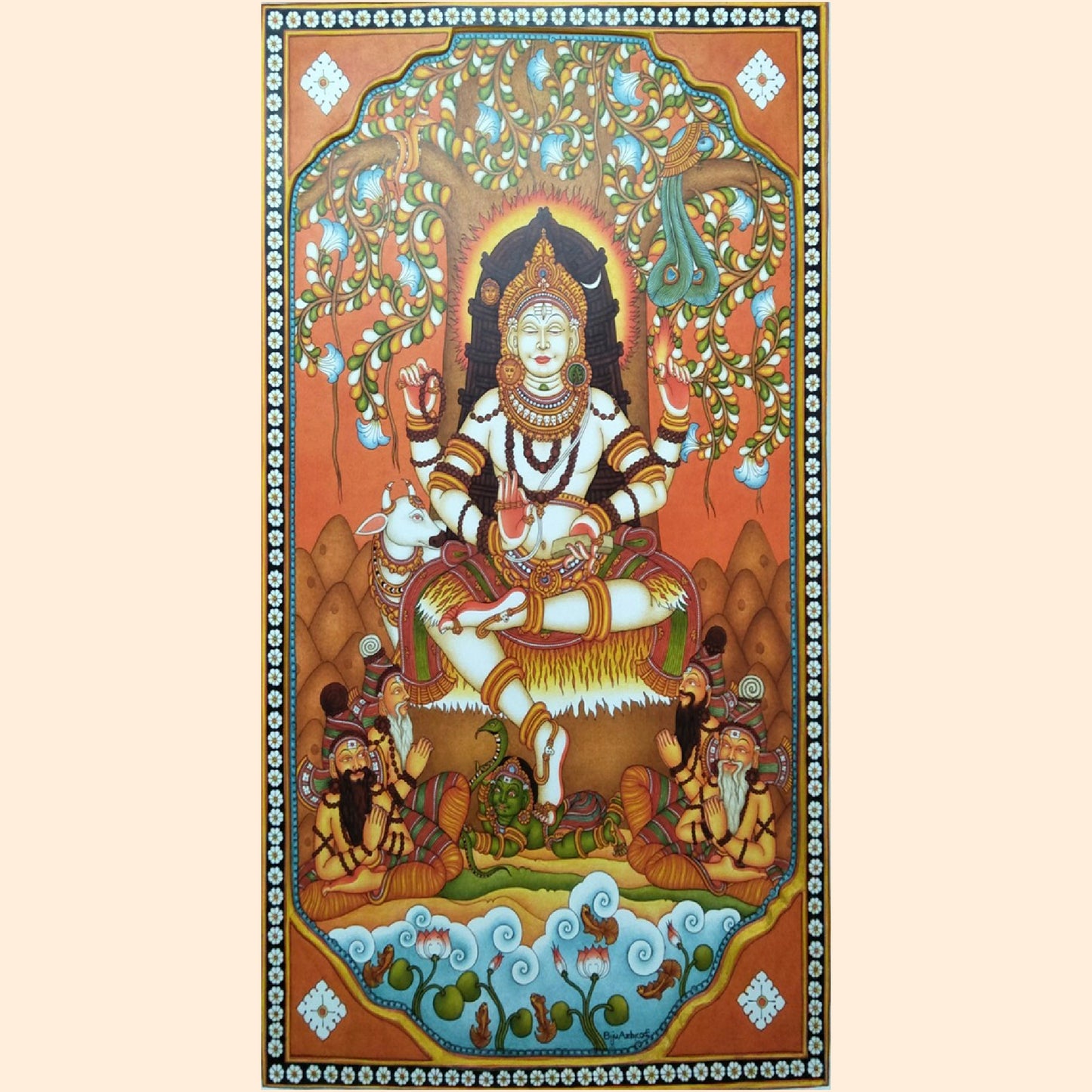 Kerala Mural Painting Dakshinamurthy Shiva - Made to Order