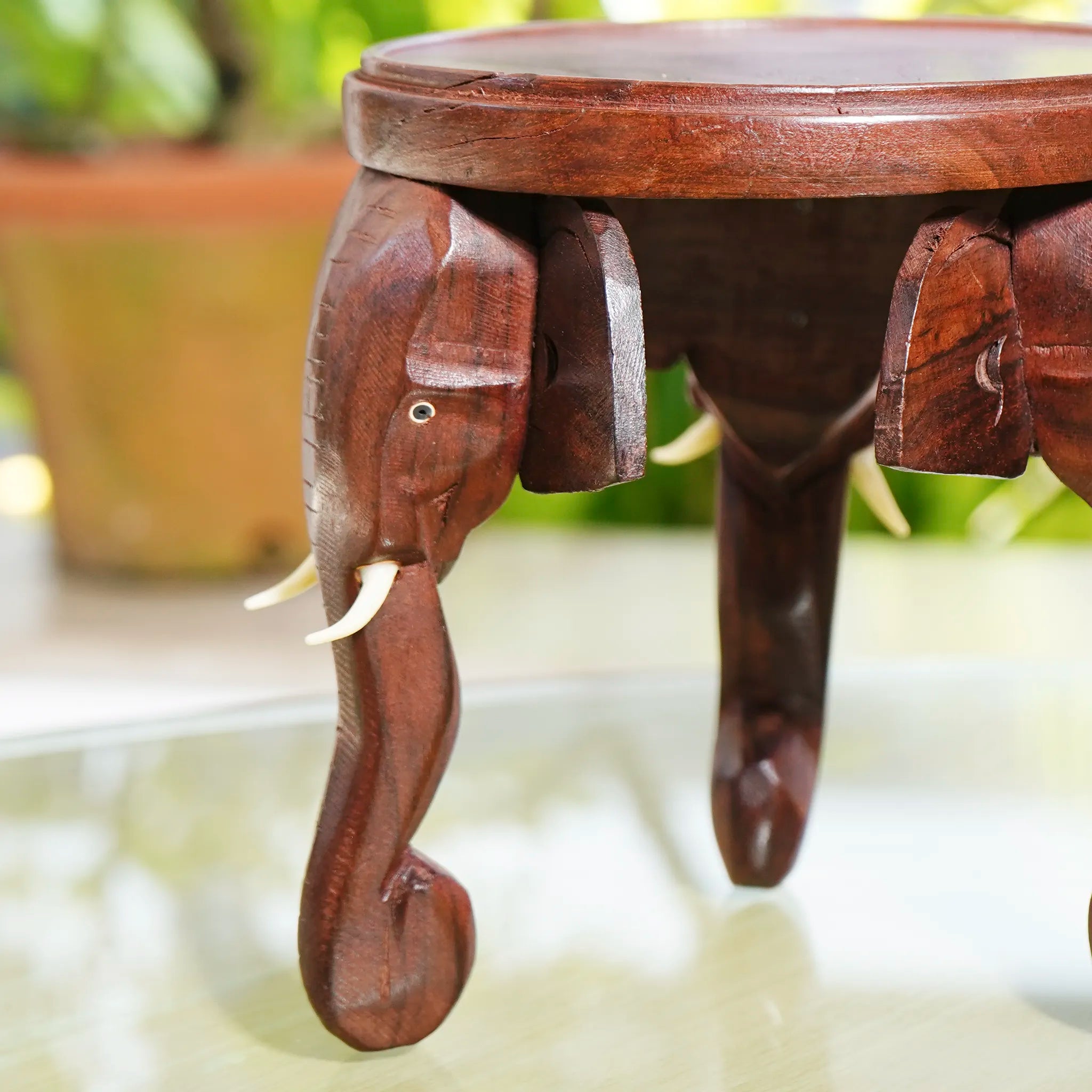 rosewood elephant stool 