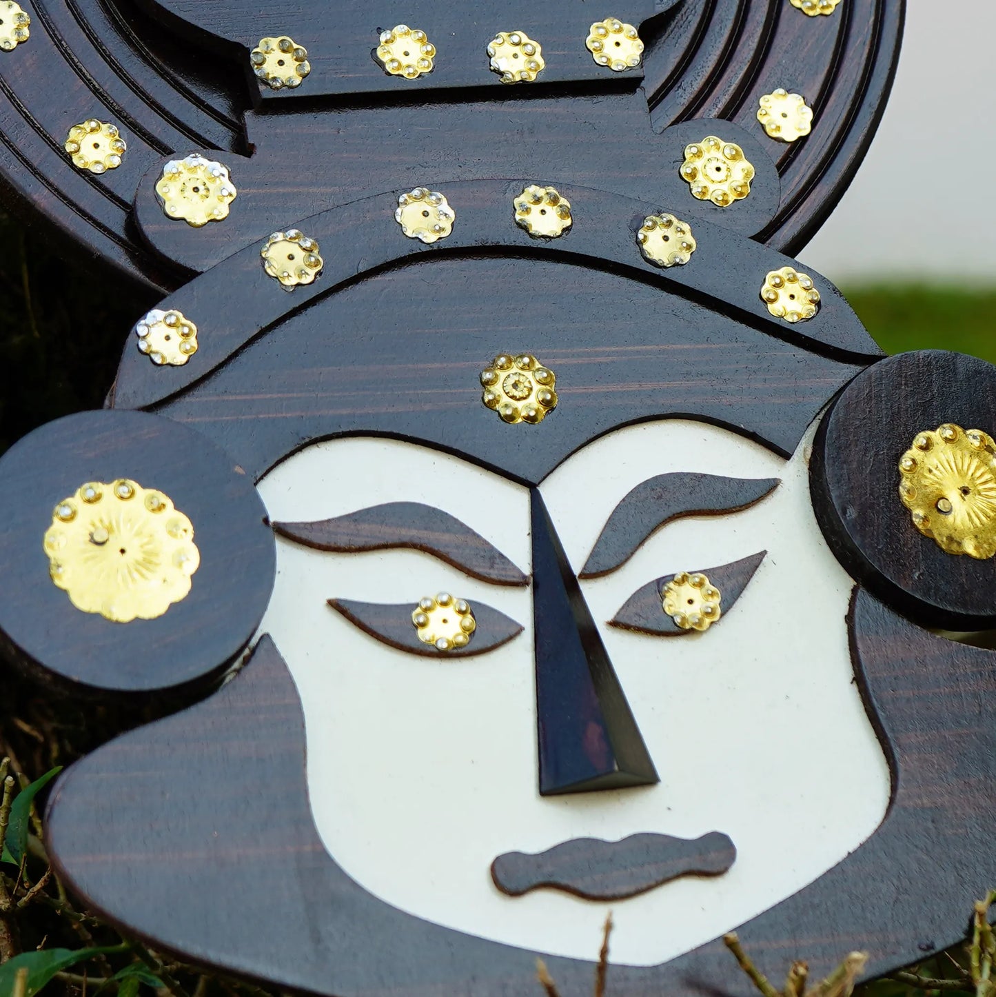 Wood and Brass Kathakali Head