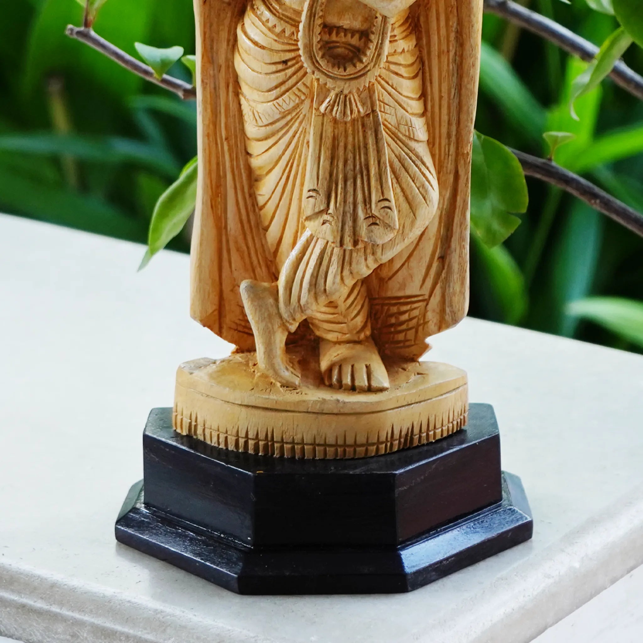 Krishna with flute statue, carved from white wood