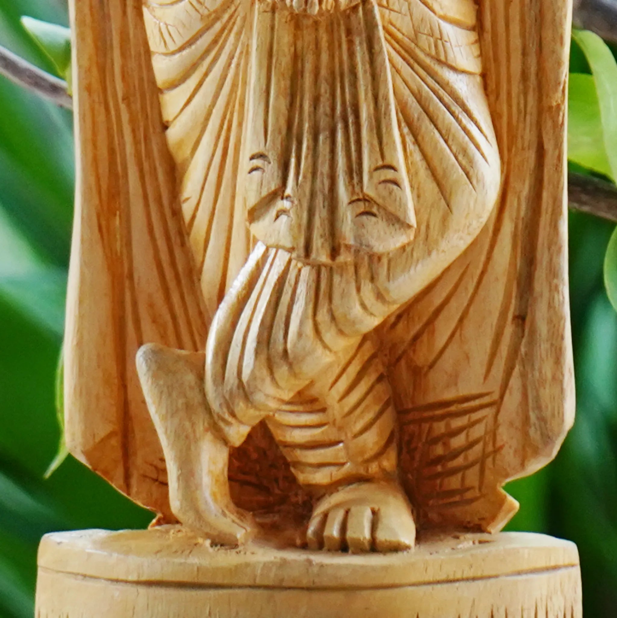 Krishna with flute statue, carved from white wood