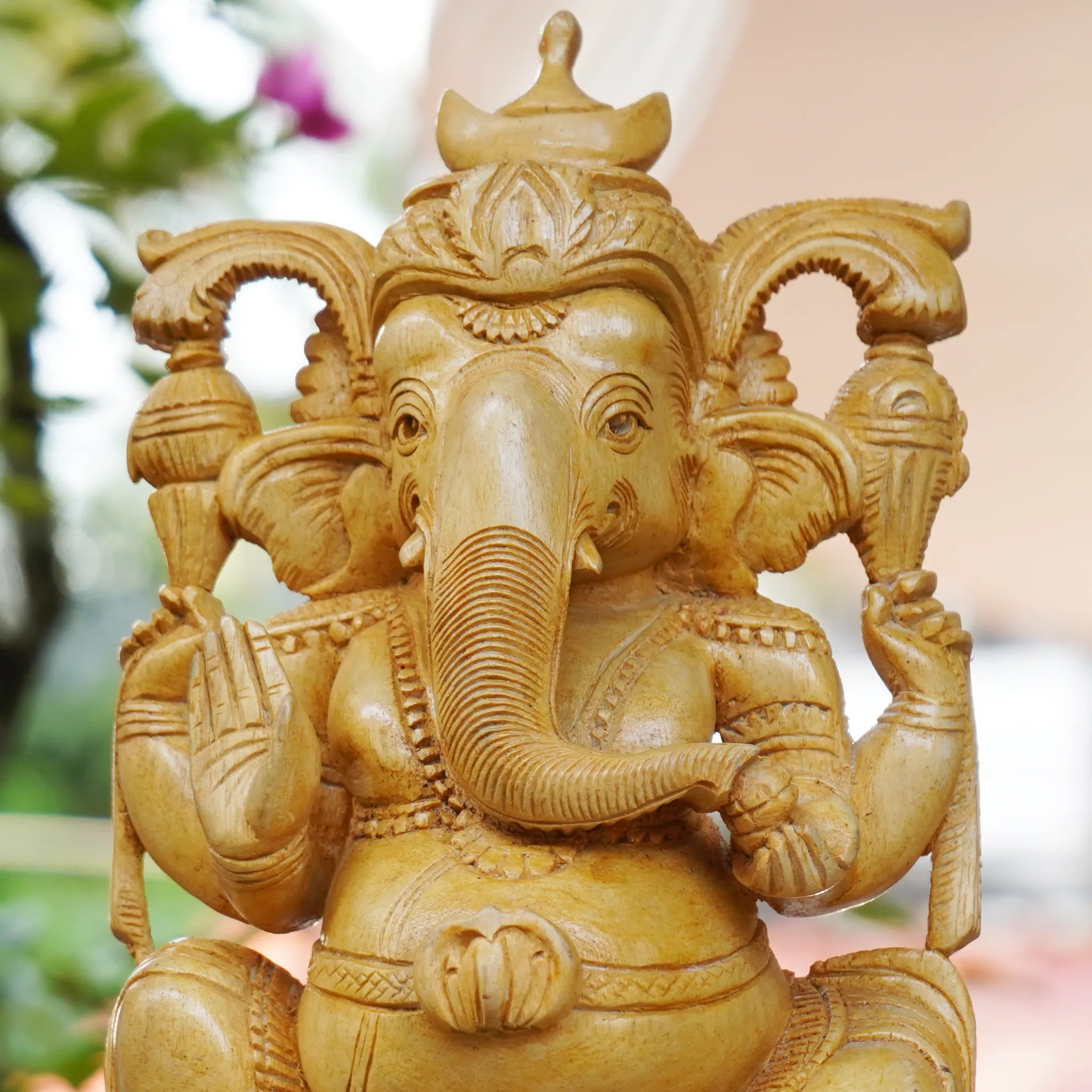 Handcrafted Ganesha Idol-White Wood Kerala Handicraft 