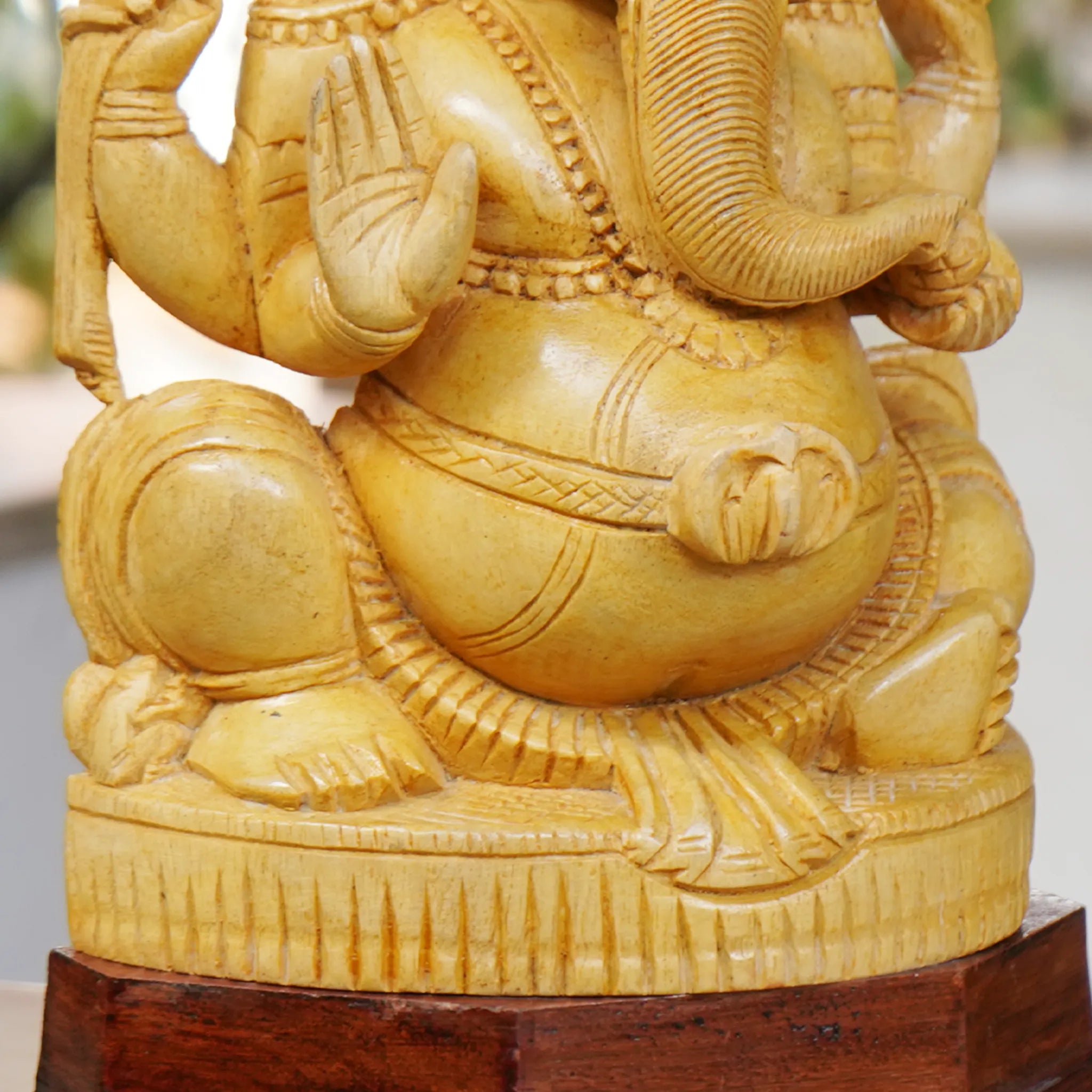 Handcrafted Ganesha Idol-White Wood Kerala Handicraft 