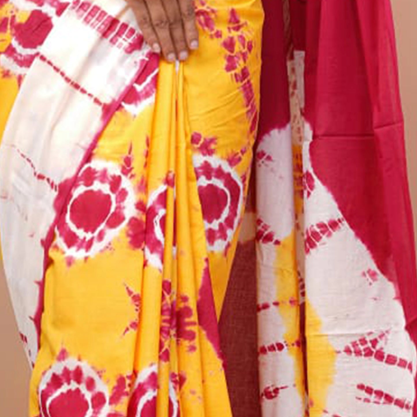 MulMul Cotton Sarees - Yellow - Shibori