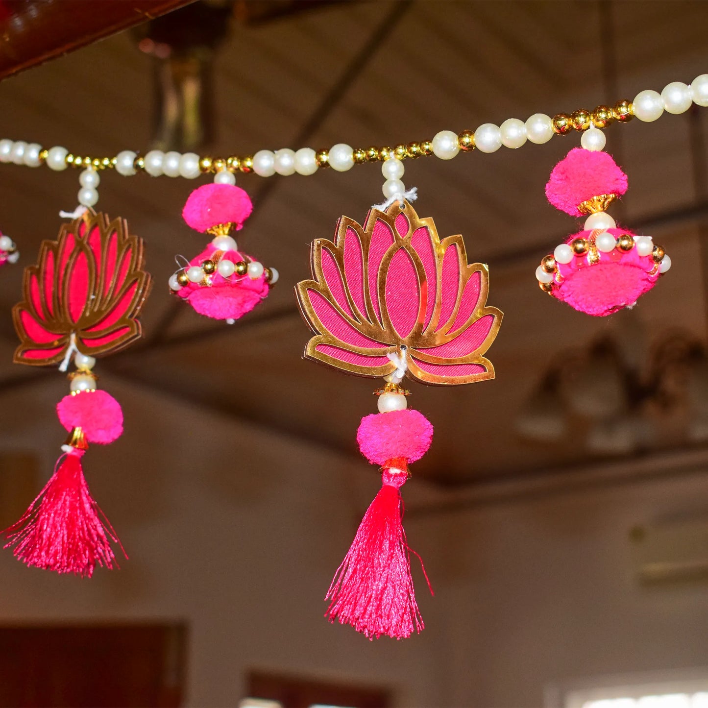 Graceful Lotus Hanging Toran - Door Decor